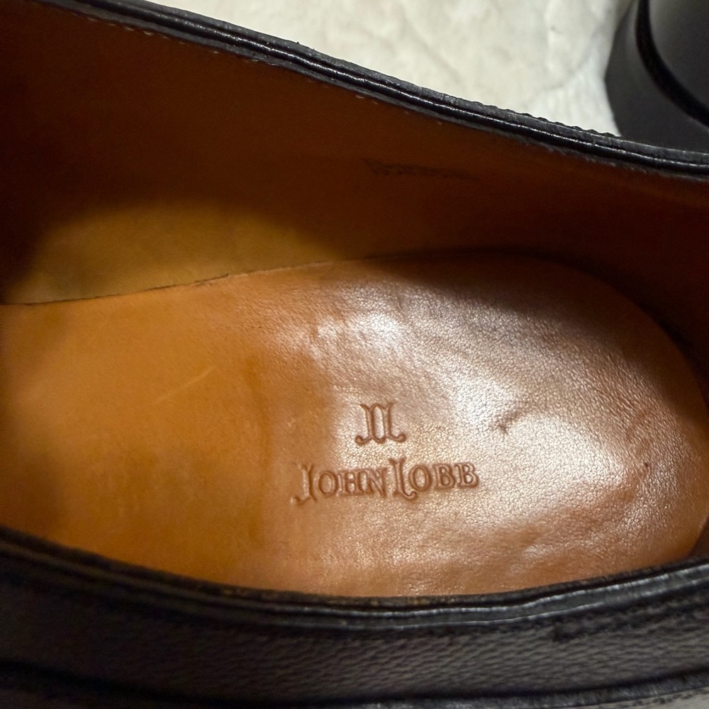 Like NEW! $1,820 John Lobb Barros Black Grained Leather Derby Oxfords 12 - Picture 10 of 11